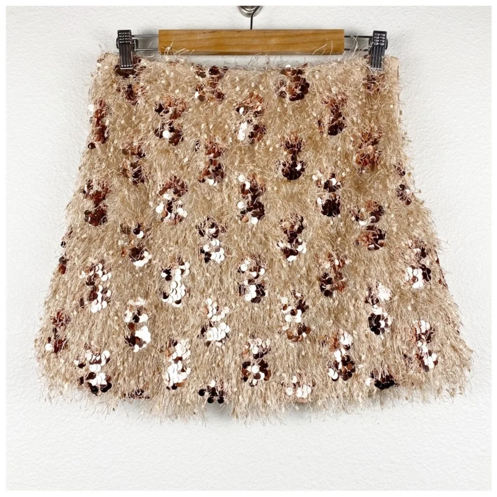 Zara - Rose Gold Sequin Shag Mini - XS - Picture 1 of 5